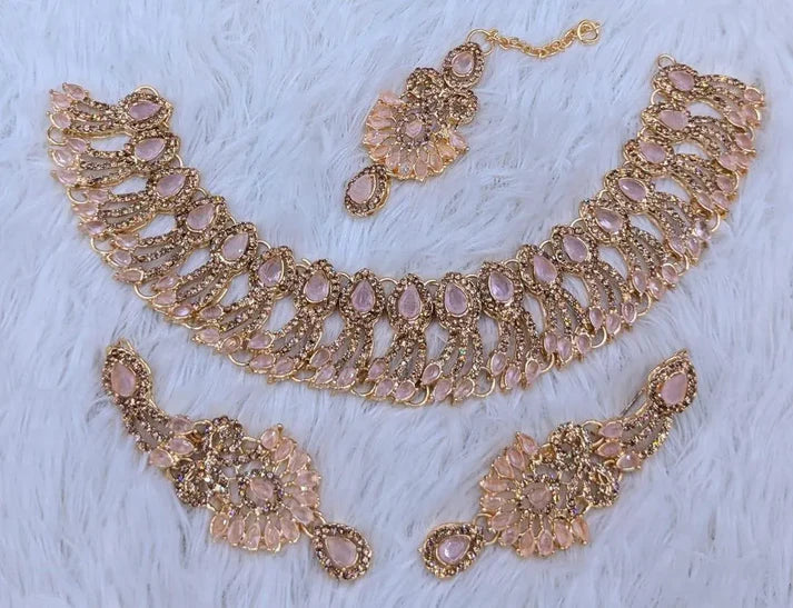 Leaf Design Zircon Artificial Set