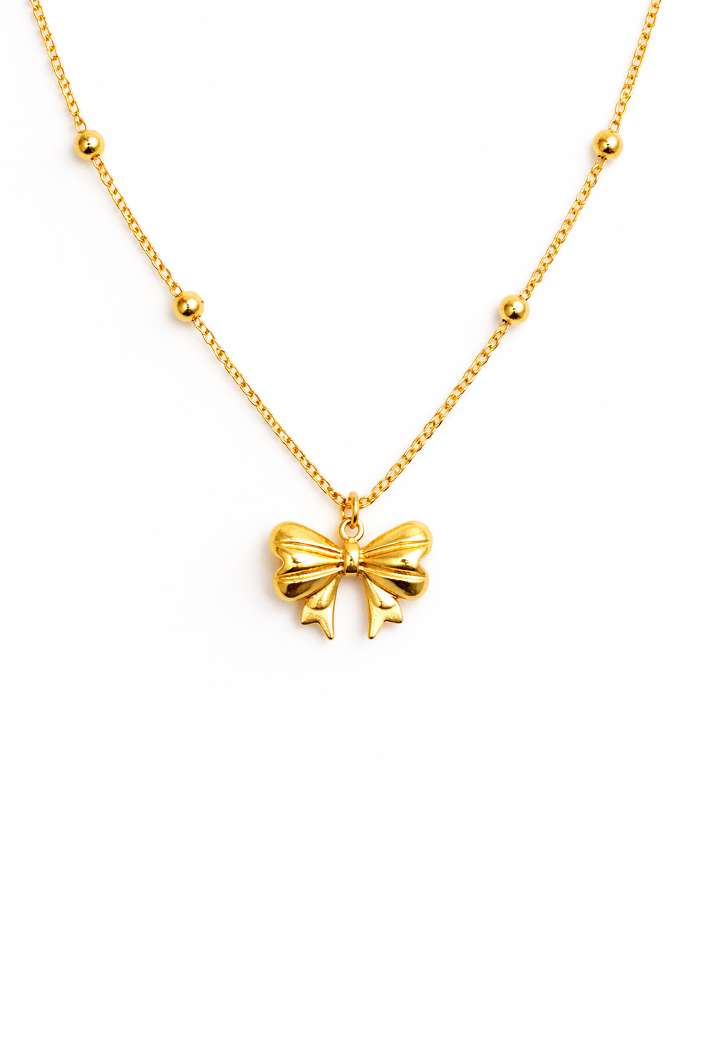 Golden Bow Pendant Necklace