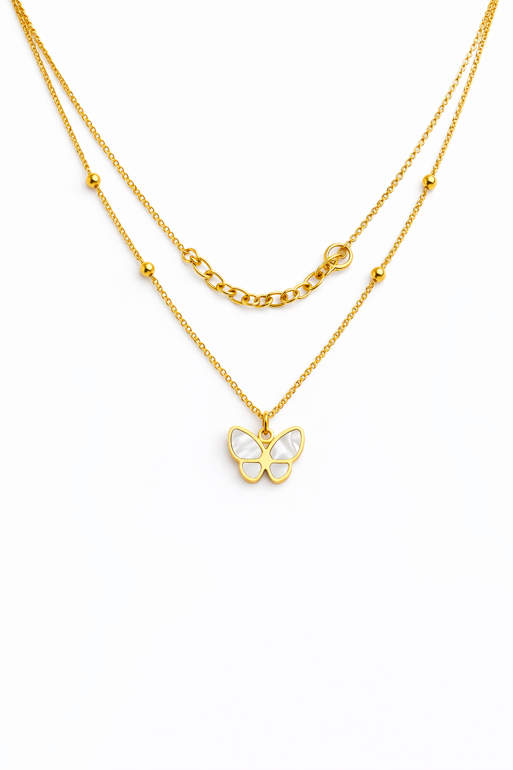 Layered Butterfly Charm Necklace